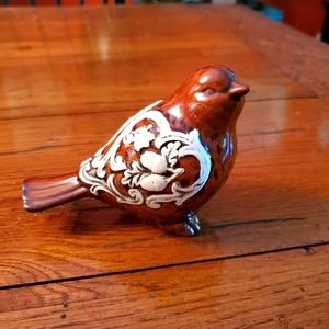 Glazed Bird figurine with pottery trim